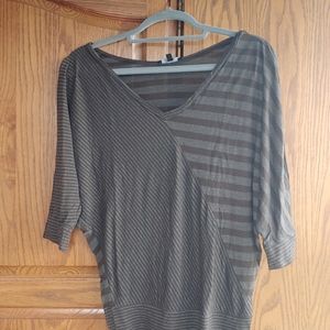 Green striped top with banded bottom